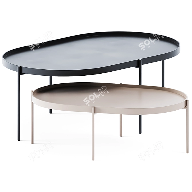 Sleek Metal Coffee Tables 3D model image 1