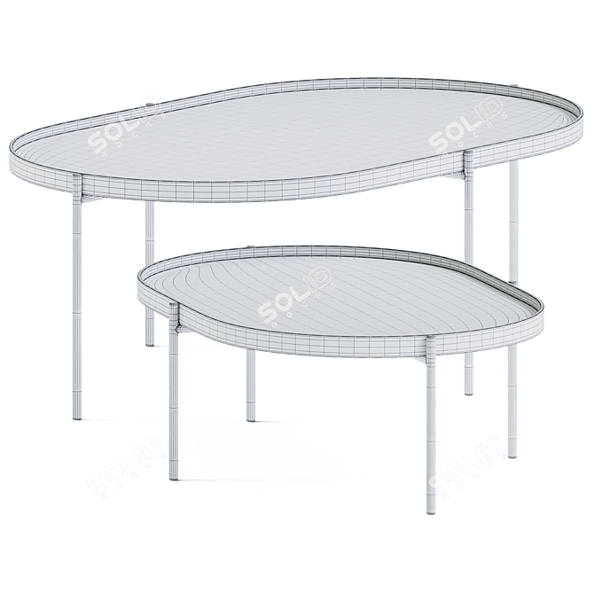 Sleek Metal Coffee Tables 3D model image 3