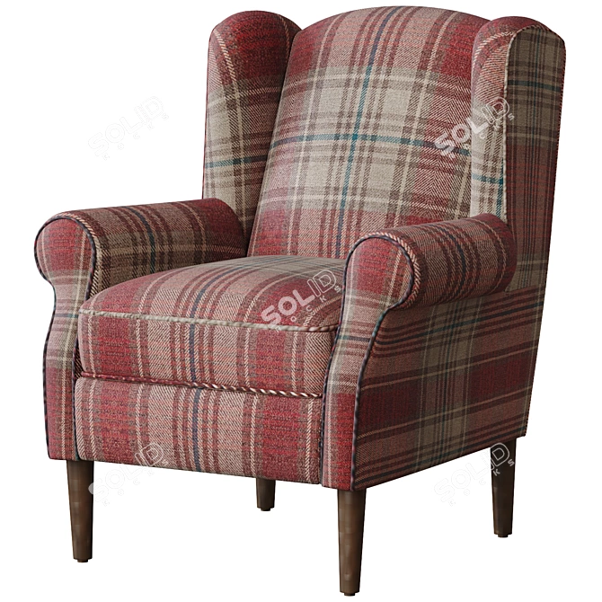 Modern Sherlock II Armchair: Light Legs 3D model image 1