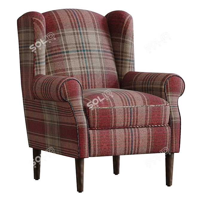 Modern Sherlock II Armchair: Light Legs 3D model image 2