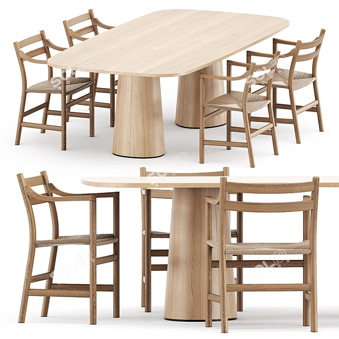 Stylish CH46 Chair & POV 464 Table 3D model image 1