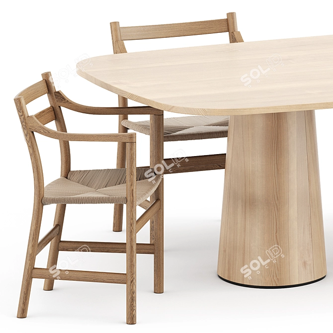 Stylish CH46 Chair & POV 464 Table 3D model image 2