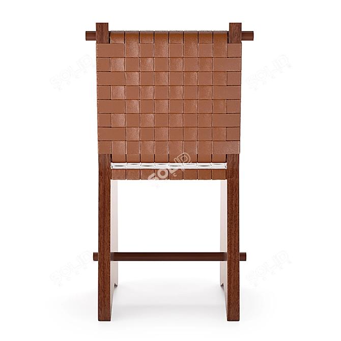 Elegant Redwood and Leather Chair 3D model image 3