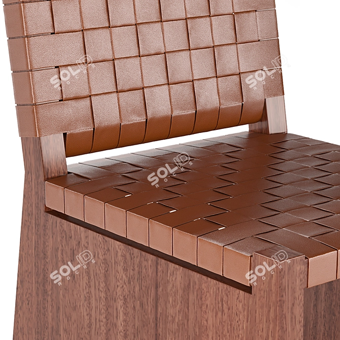 Elegant Redwood and Leather Chair 3D model image 5