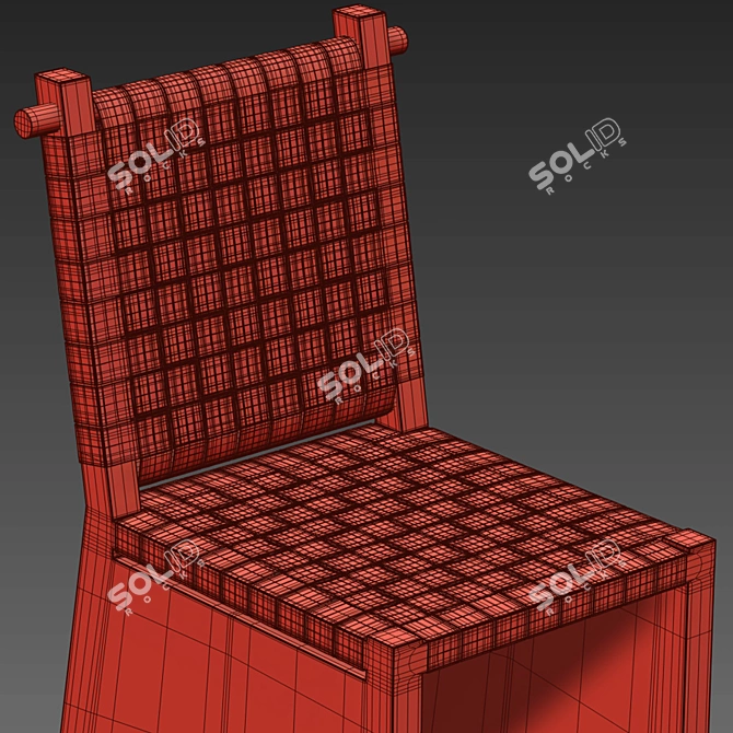 Elegant Redwood and Leather Chair 3D model image 6