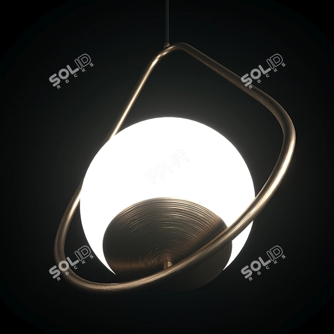 Nordic Metal Glass Ball Pendant 3D model image 4