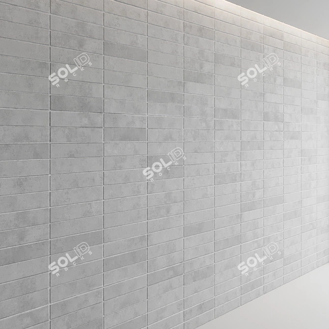 Premium Block Wall Set: Smooth Nickel & Porcelain 3D model image 4