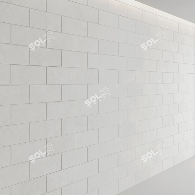 Premium Block Wall Set: Smooth Nickel & Porcelain 3D model image 5