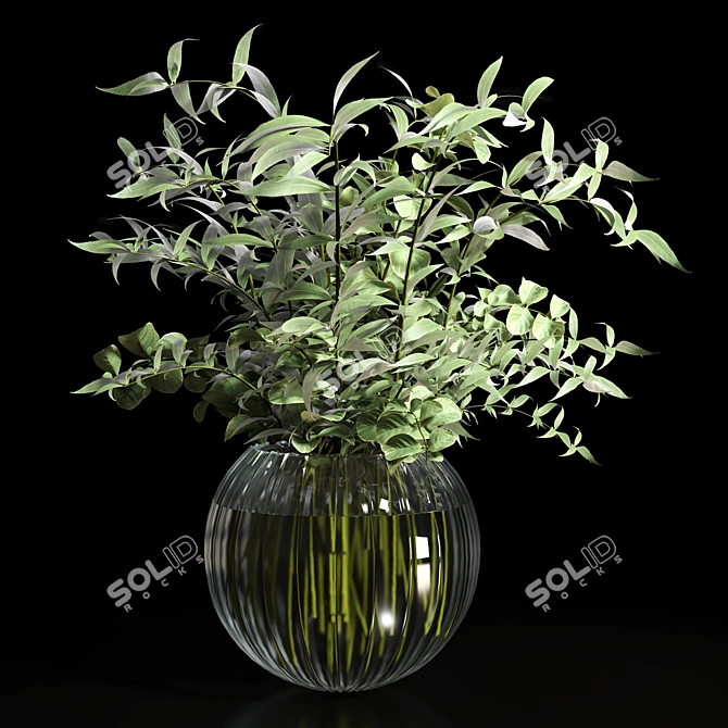 Elegant Glass Vase Bouquet 3D model image 1