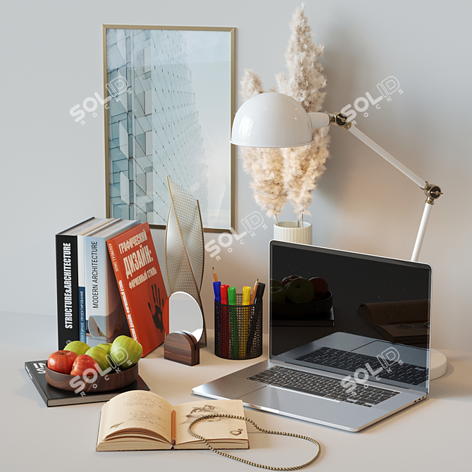 Elegant Desk Decor Set 3D model image 4