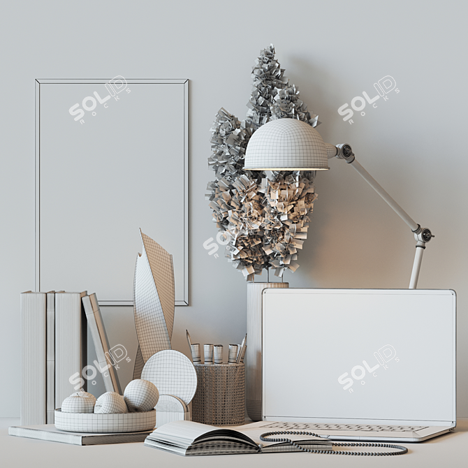 Elegant Desk Decor Set 3D model image 5