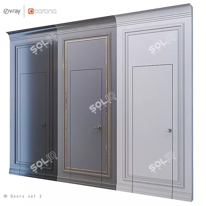 Hidden Wall Door Set 3D model image 1