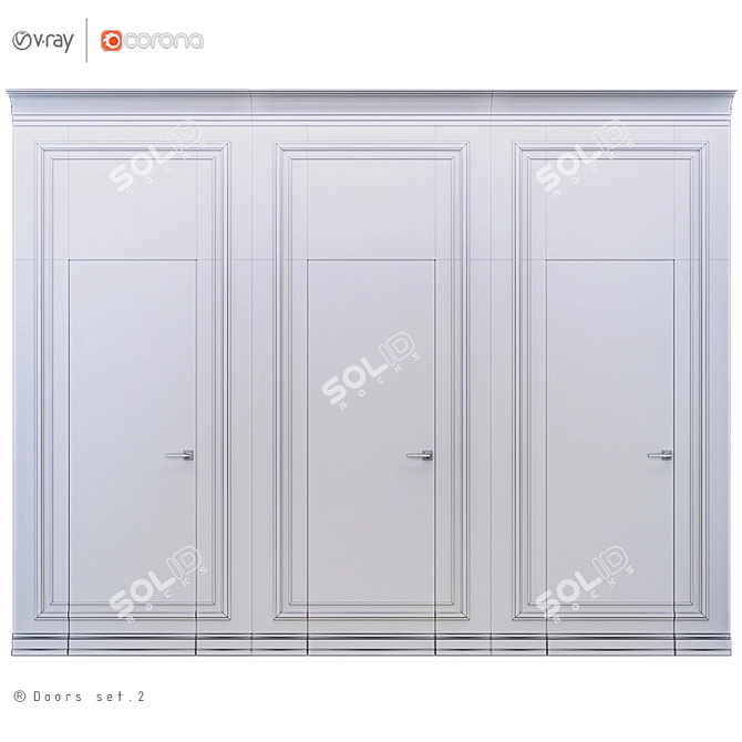 Hidden Wall Door Set 3D model image 3