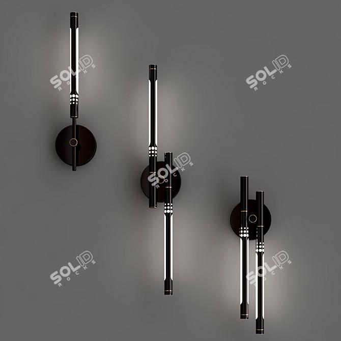 Vala Wall - Stylish Brass & Black Wall Light 3D model image 4