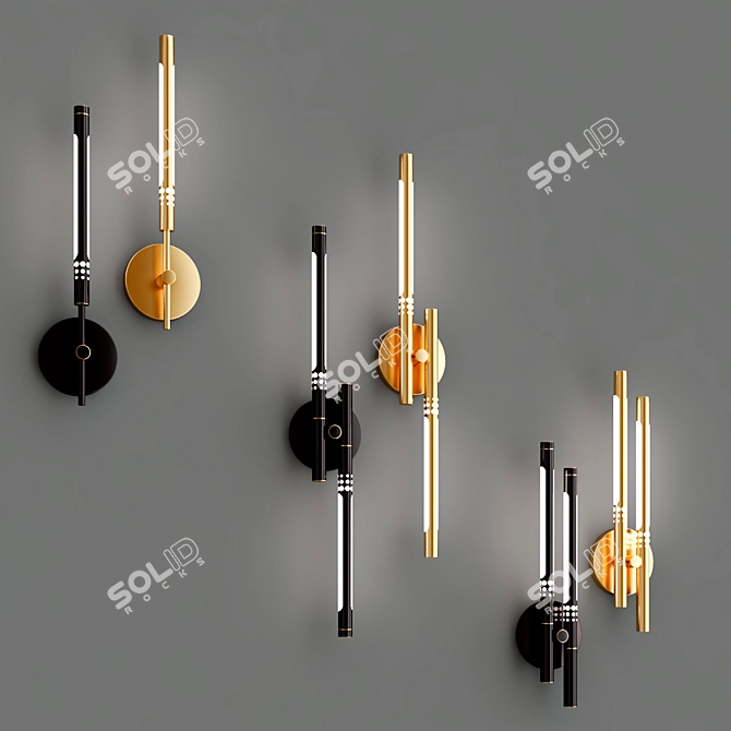 Vala Wall - Stylish Brass & Black Wall Light 3D model image 5