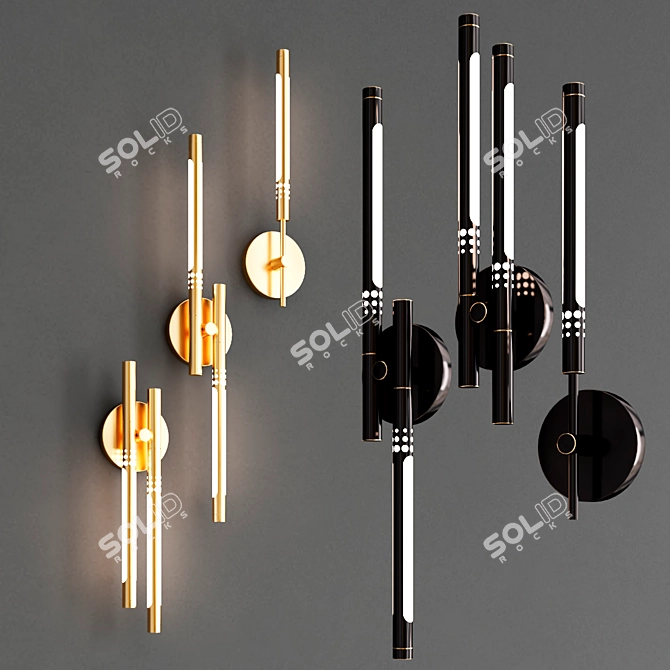 Vala Wall - Stylish Brass & Black Wall Light 3D model image 7