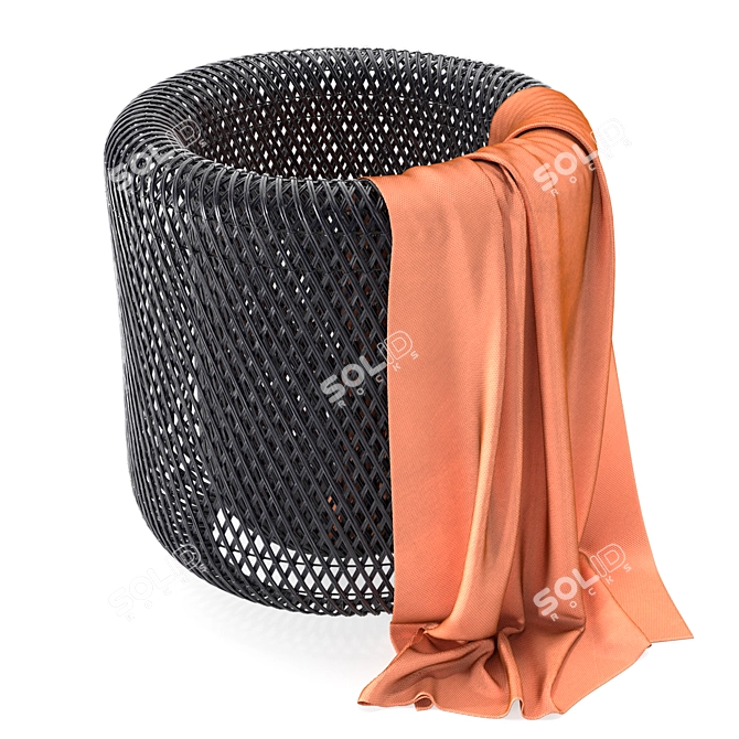 Elegant Twist Black Rattan Baskets 3D model image 4