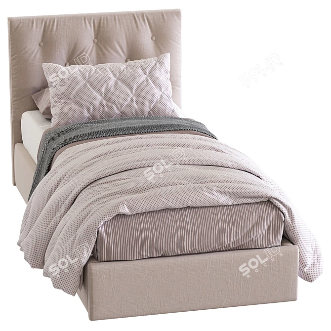 Plush Comfort Bed: Soft Headboard & Stylish Design 3D model image 3