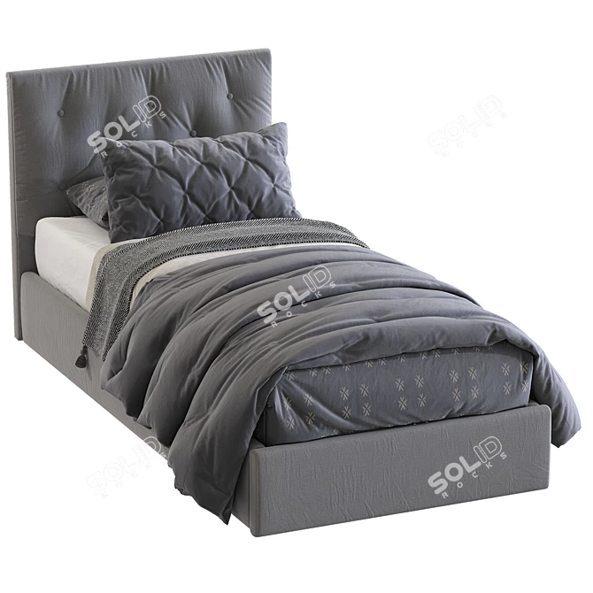 Plush Comfort Bed: Soft Headboard & Stylish Design 3D model image 4