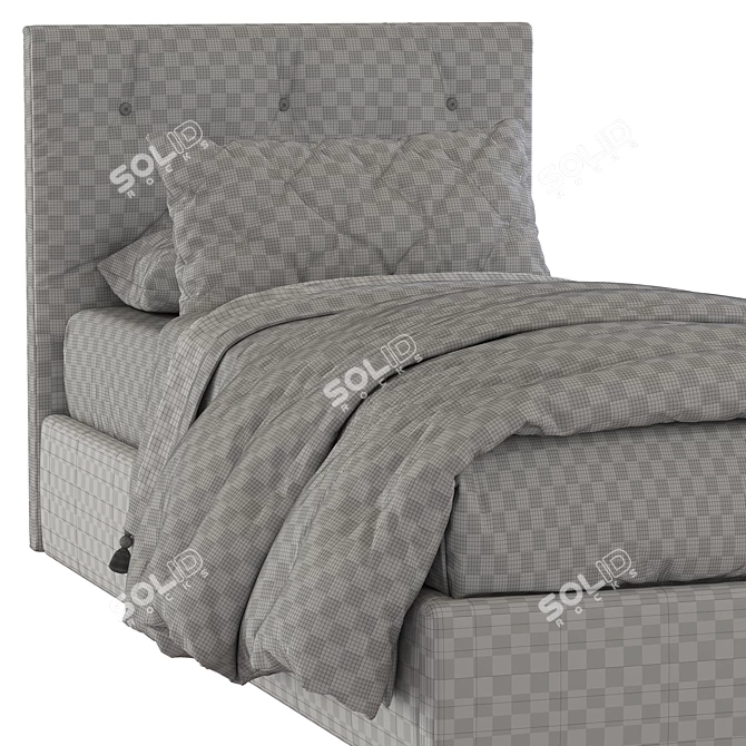Plush Comfort Bed: Soft Headboard & Stylish Design 3D model image 5