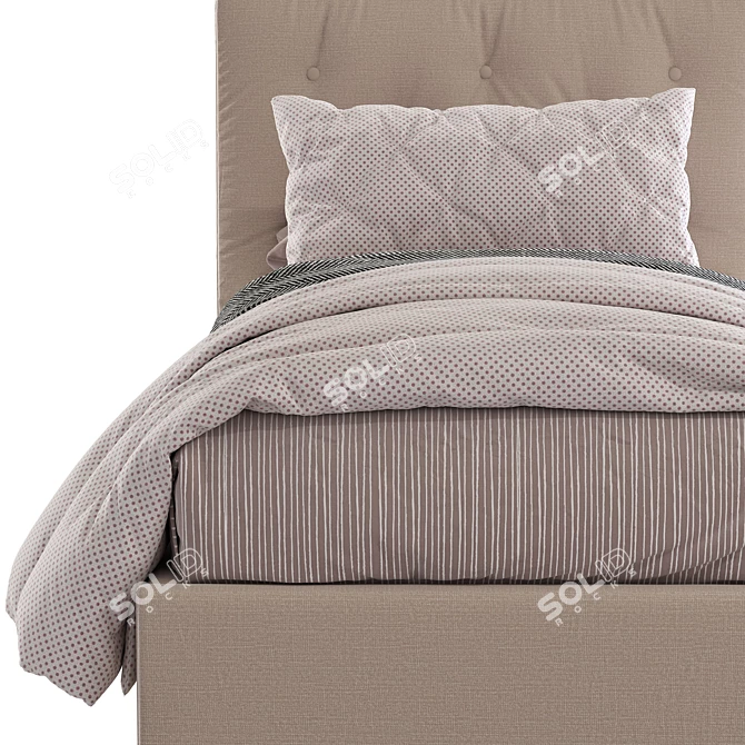 Plush Comfort Bed: Soft Headboard & Stylish Design 3D model image 6