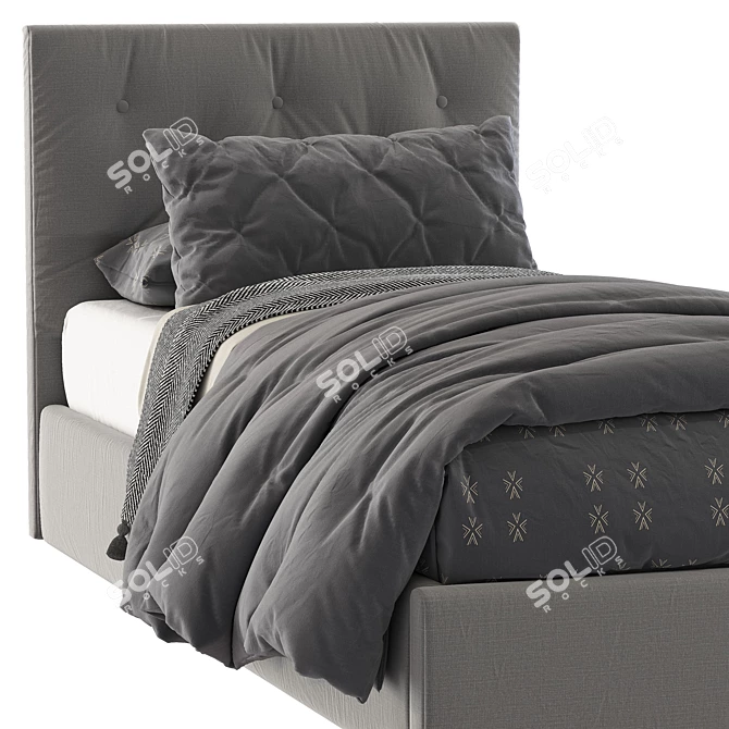 Plush Comfort Bed: Soft Headboard & Stylish Design 3D model image 7