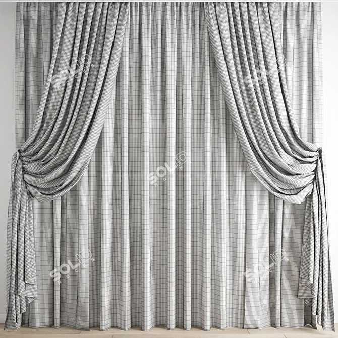 Elegant Polygonal Curtain 3D model image 4
