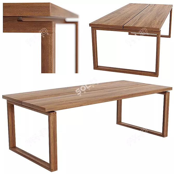 MORBI Long Oak Dining Table 3D model image 1