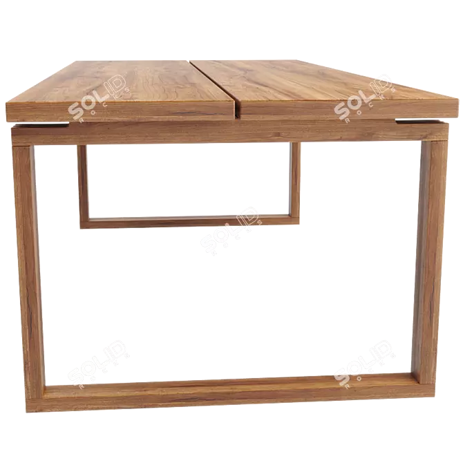 MORBI Long Oak Dining Table 3D model image 4