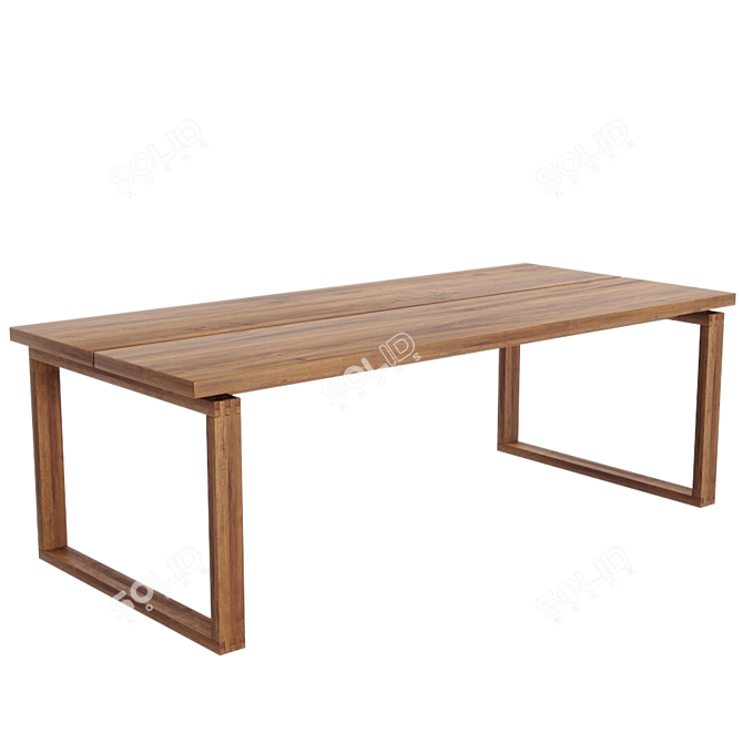 MORBI Long Oak Dining Table 3D model image 5