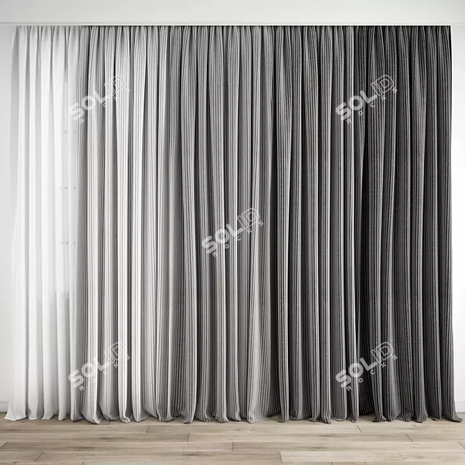 Elegant Mesh Curtain 3D Model 3D model image 1