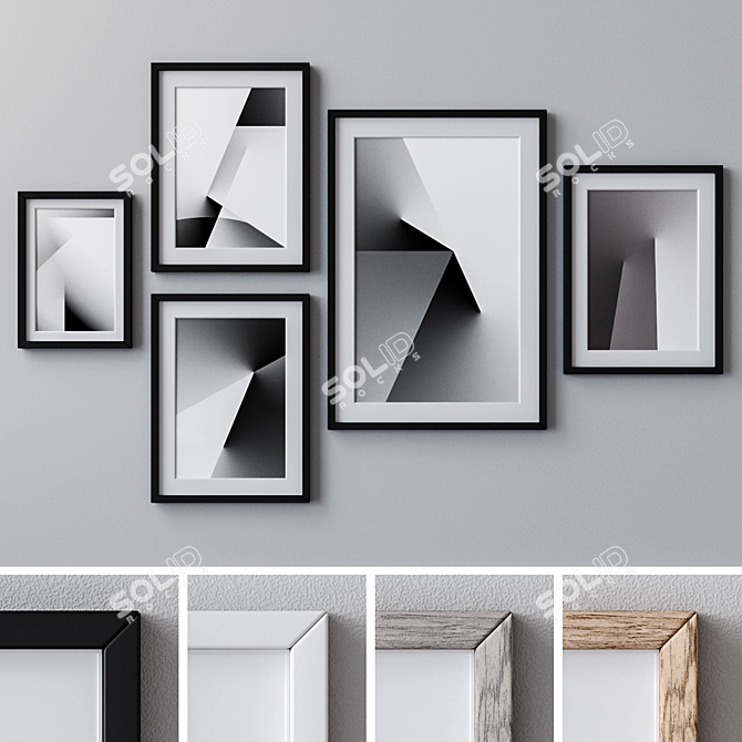 Versatile Photo Frames Set 3D model image 1