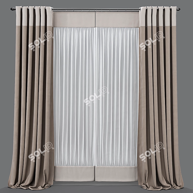 Customizable Curtain with Three Color Transitions 3D model image 1