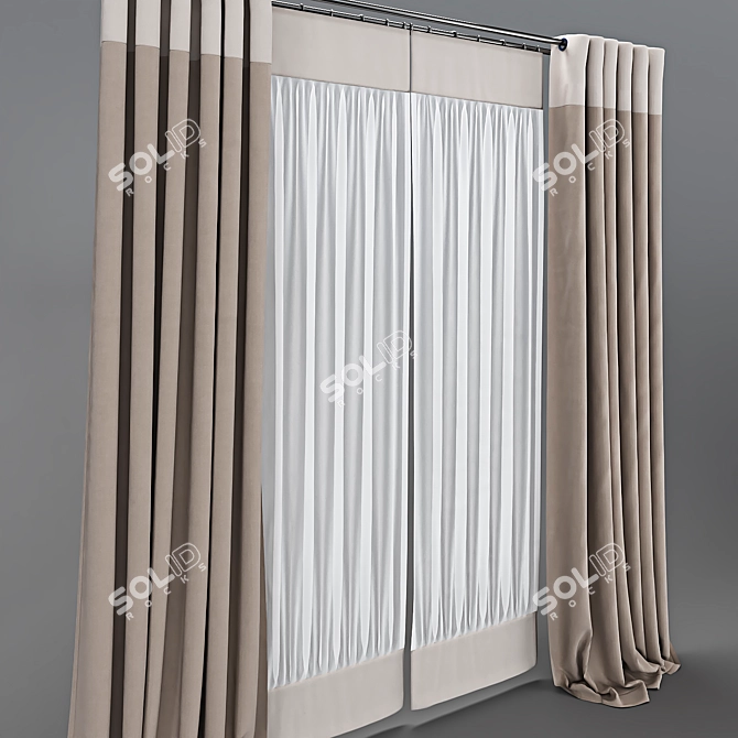 Customizable Curtain with Three Color Transitions 3D model image 2