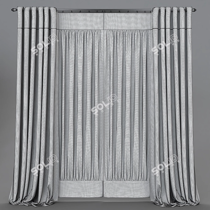 Customizable Curtain with Three Color Transitions 3D model image 3