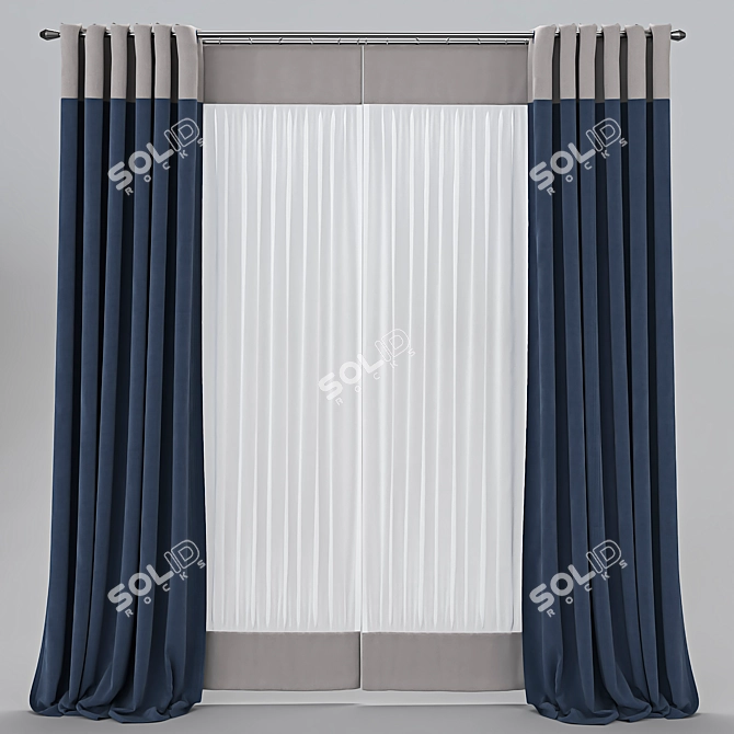 Customizable Curtain with Three Color Transitions 3D model image 4