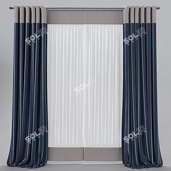 Customizable Curtain with Three Color Transitions 3D model image 5