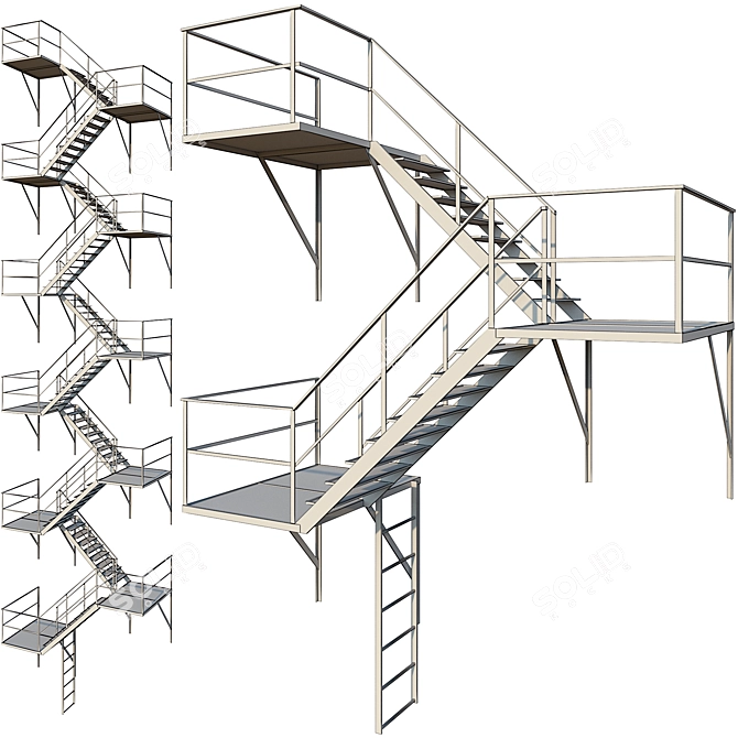 Versatile Outdoor Fire Ladder 3D model image 2