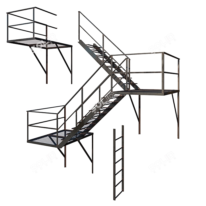 Versatile Outdoor Fire Ladder 3D model image 3