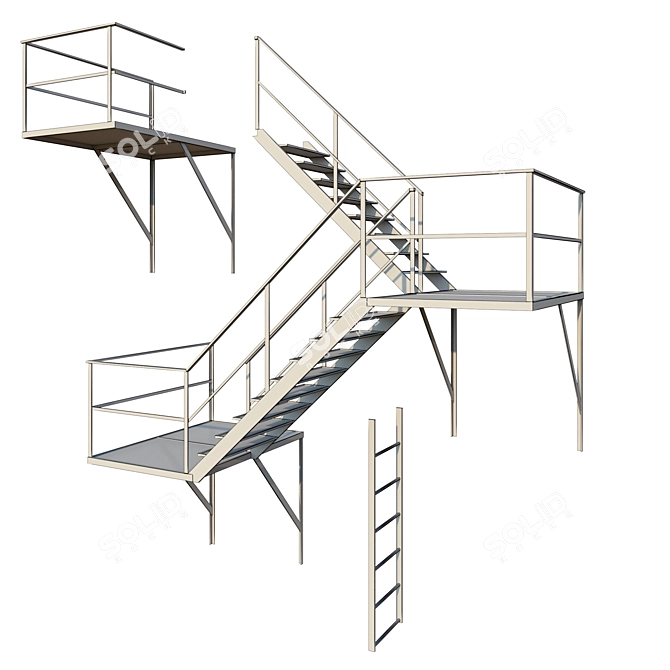 Versatile Outdoor Fire Ladder 3D model image 4