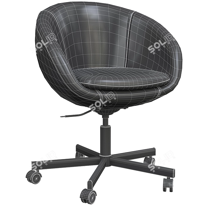 Sleek Gray Work Chair 3D model image 4