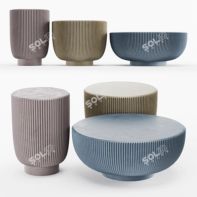 Elegant Ceramic Coffee Tables 3D model image 2