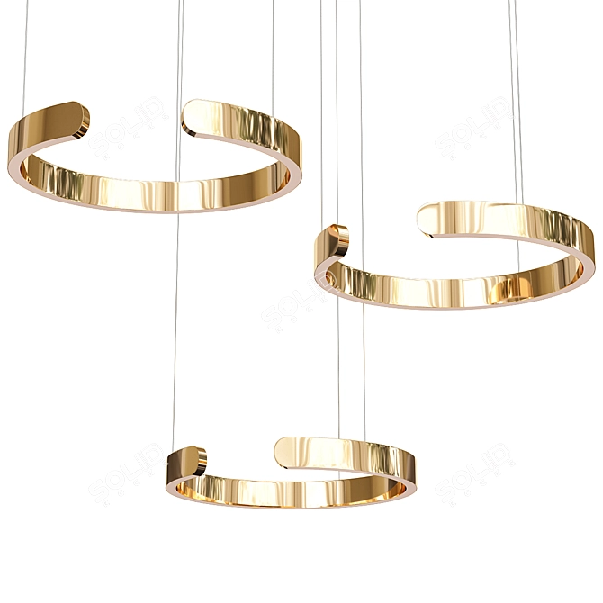 Gleaming Gold Mito Pendant 3D model image 1