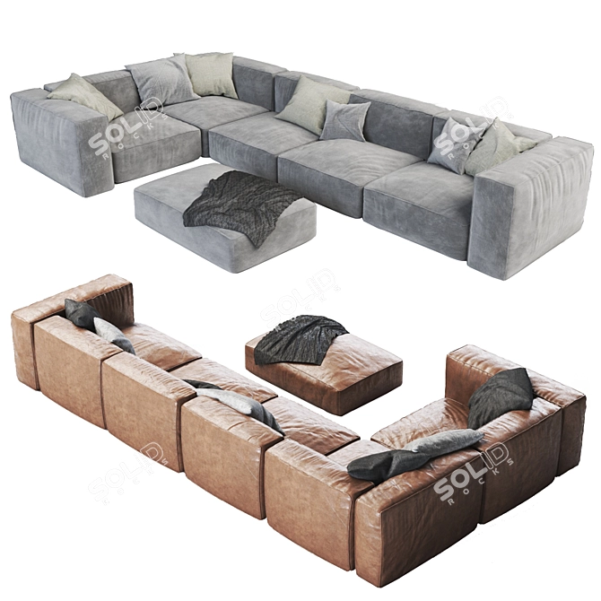 Modern Fabric Sofa Set 3D model image 2