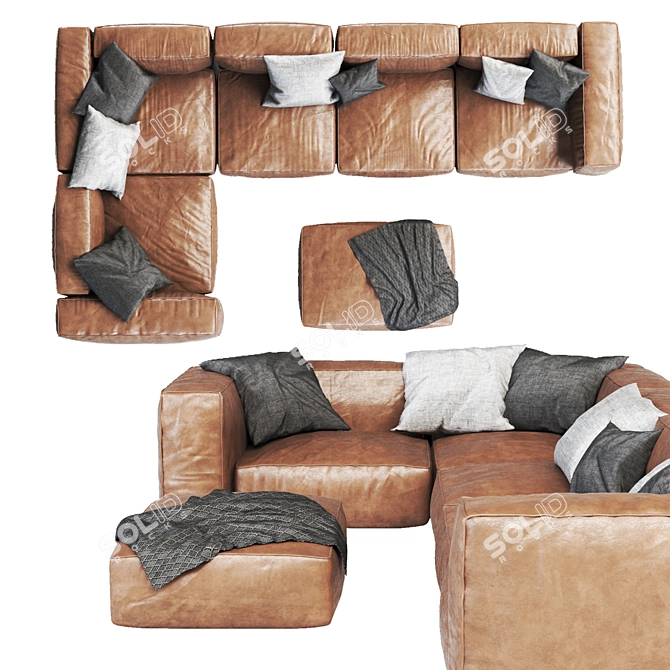 Modern Fabric Sofa Set 3D model image 4