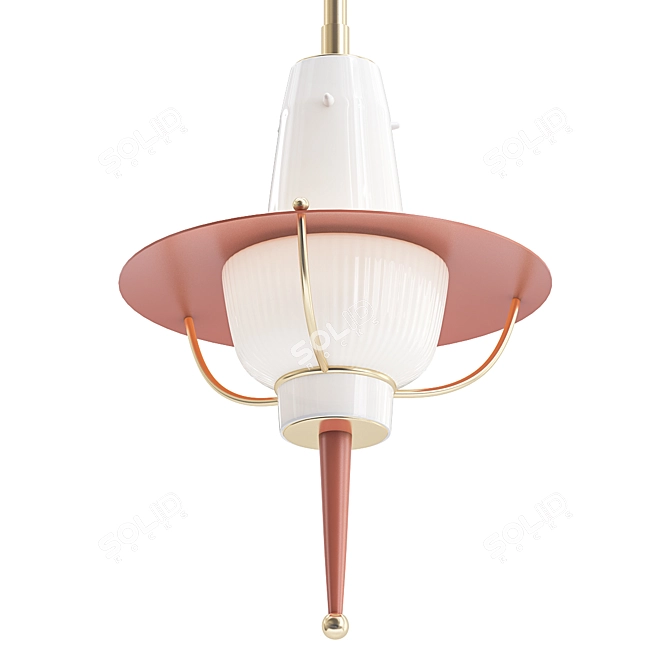 1950s Italian Red Lantern: Modernist Elegance 3D model image 1