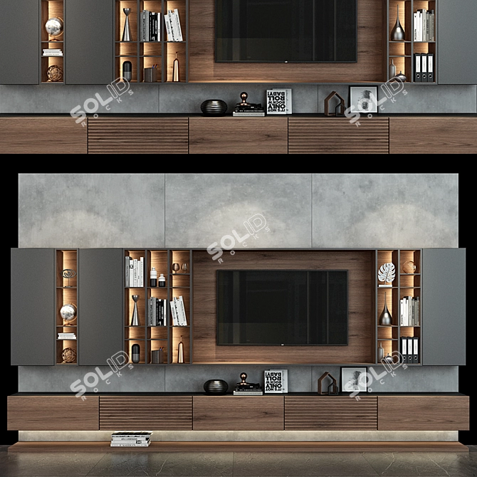 Modern Wood Cabinet 0130 3D model image 1