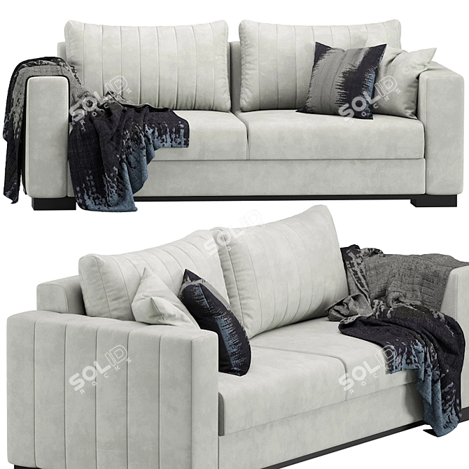 Contemporary Velvet Sofa 3D model image 1