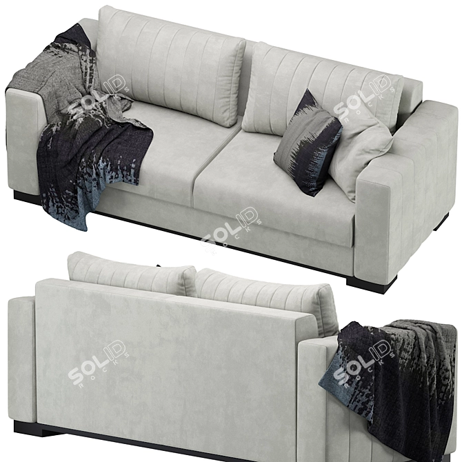 Contemporary Velvet Sofa 3D model image 3