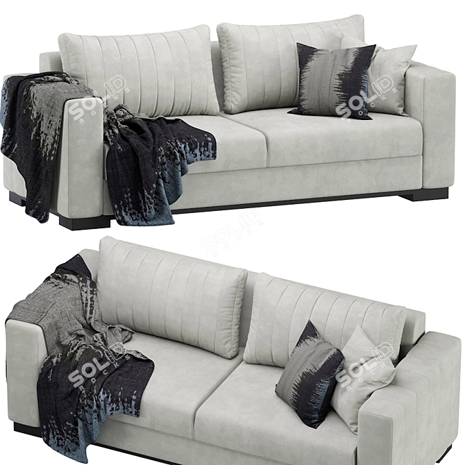 Contemporary Velvet Sofa 3D model image 5